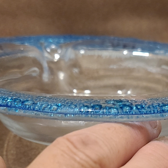 Rosh Hashanah Bubble Glass Pomegranate Bowl Plate Dish Handmade Blue - Picture 4 of 9